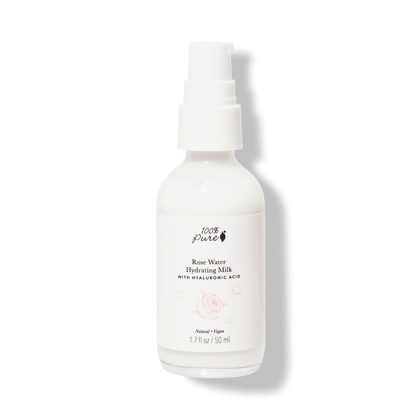 100% Pure ローズウォーター ハイドレーティングミルク 1.7 fl oz Rose Water Hydrating Milk with Hyaluronic Acid 50ml