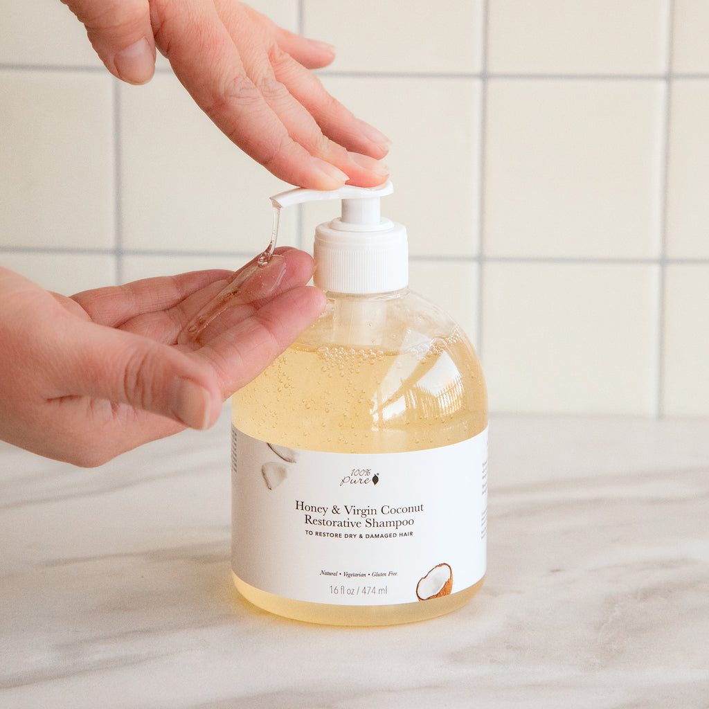 100% Pure ハニー＆バージンココナッツ リストラティブシャンプー 8 fl oz Honey & Virgin Coconut Restorative Shampoo 236ml